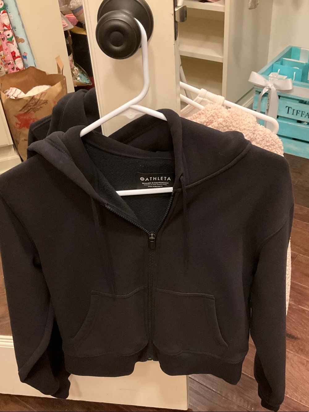 Athleta Black Cropped Zip-Up Hoodie